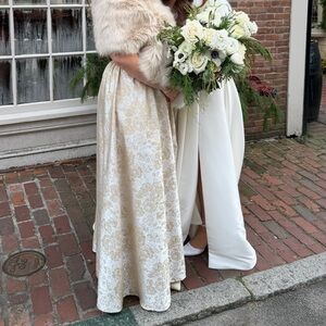 Azazie Champagne floral dress